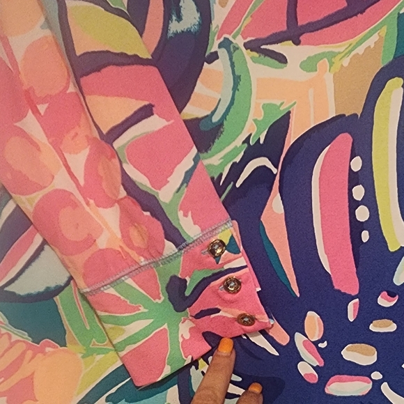 Lilly Pulitzer Womans Dress Sophie Pink Multicolor Floral Tunic 3/4 Sleeve - Picture 5 of 6